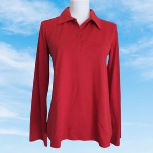 MAMA Maternity red long sleeved collared blouse